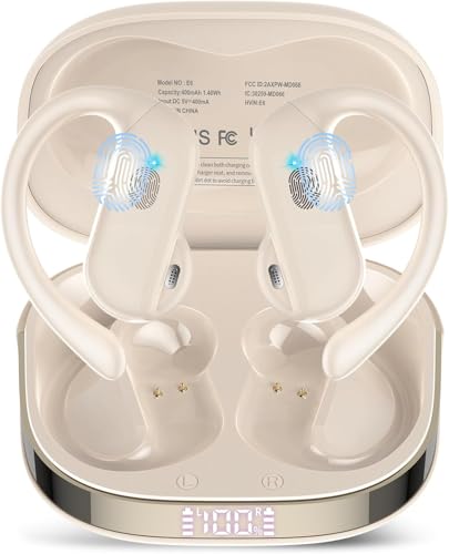 DUSONLAP Open-Ear Auriculare Inalámbricos Deportivos, Auriculares Bluetooth 5.4 HiFi Estéreo para Running/Ciclismo, 32H Cascos Inalambricos con HD Mic, Pantalla LED, Control Táctil,