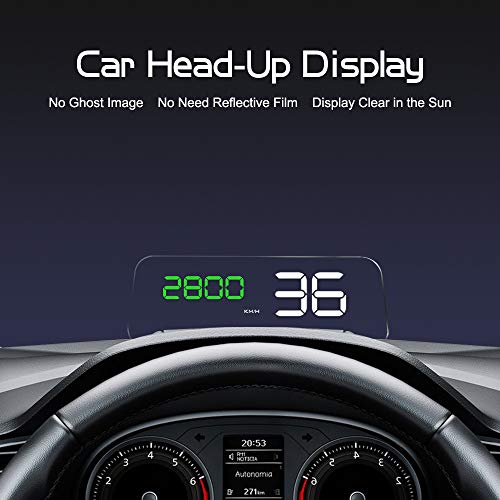 Zwbfu Display de HUD para carro, display de cabeça para cima Velocímetro de alta definição Ferrament