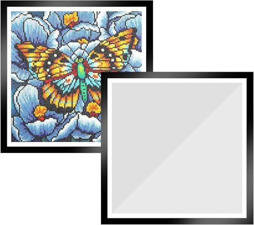 Ruikcoll Paquete de 2 Marcos de Pintura de Diamantes, 30 x 30 cm, Marcos de Pintura de Diamantes, Marco magnético Negro, para decoración de Paredes en el hogar