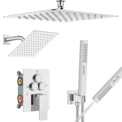 Image of Aolemi Ceiling Shower Faucet Set System Dual Head 10&6 Inch Polish Chrome