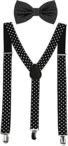 Boy's Stylish Combo Of A Star Print Bow And Polka Dot Suspender (Black, Free Size)-image-30
