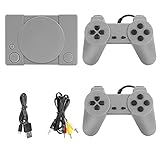 LINGSFIRE Consola de juegos retro, mini consola de juegos PS1 con 851 juegos integrados, consola de juegos clásica en rojo y blanco de los años 80 con controlador de 2 jugadores Adaptador