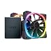 NZXT AER RGB 2 - HF-2812C-D1 - 2-Pack of 120mm RGB PWM Fans with Hue 2 Lighting Controller - Advanced Lighting Customization - LED RGB PWM Fans - Winglet Tips - Fluid Dynamic Bearing - PC Case Fan