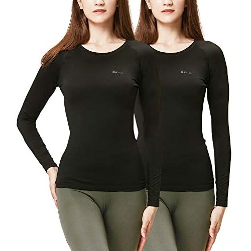 DEVOPS Women’s 2 Pack Thermal Long Sleeve Shirts Compression Baselayer Tops