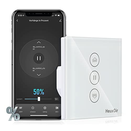 HEUXGIR 1Pack Smart Jalousieschalter，Wlan Rolladenschalter mit Prozentfunktion 86 * 86mm Rolladensteuerung Kompatibel mit Echo Alexa/Google,Neutralleiter Erforderlich