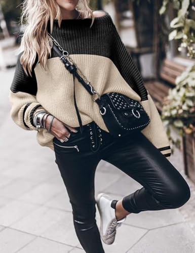 Image of Womens Oversized Sweaters Loose Solid Casual Long Sleeve Mock Neck Knitted Jumper Tops