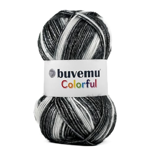Image of Colorful Self-Striping Multicolor Fuzzy with Subtle Sheen Yarn, 56% Polyester 44% Acrylic, Each 3.53Oz(100gr) / 252yds(230m) (No.1) (Zebra)