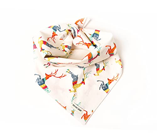Reindeer Bandana - Large Size, 100% Cotton for Dogs & Cats. Dress Up Your Pets with These Beautiful Accessories