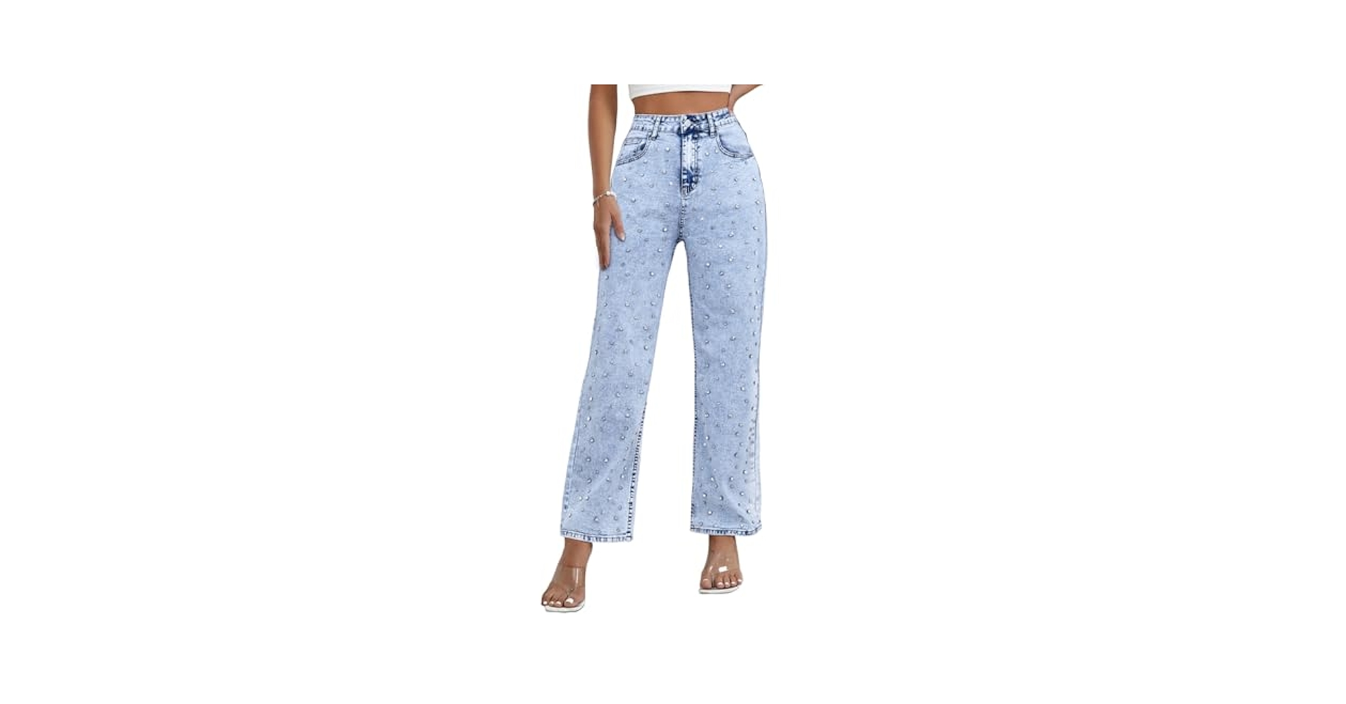 é rhinestone jeans blue Rhinestone jeans Blue For Women | Maje