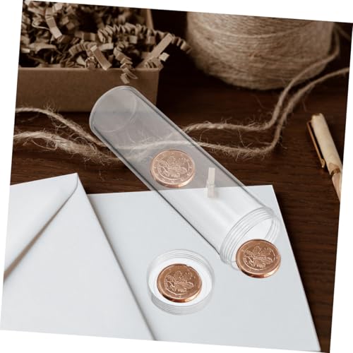 10 tubos plásticos transparentes para monedas con tapa miniatura 4