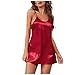 Astemdhj Chemise de Nuit Sexy Nuisettes Lingerie Dames Mode Sexy Gros sous-Vêtements Dos Nu Satin Peau Amicale Fronde Poupée Jupe Ding Lingerie Sexy Jarretelle Jupe S RD