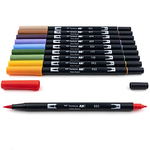 Tombow 56168 Dual Brush Pen Art Markers, Secondary, 10-Pack. Blendable, Brush And Fine Tip Markers #TOP2