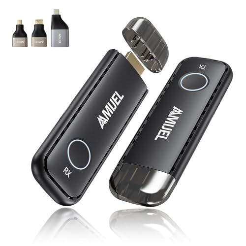 Wireless HDMI Transmitter and Receiver, Plug-and-Play HDMI Wireless with 3 HDMI Adapters, 98FT/5GHz HDMI Wireless Extender for Monitor, HDTV, Streaming Video/Audio, Camcorders, Laptop,Projetor,PS5