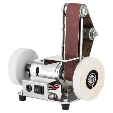 Multifunctional Mini Belt Sander, 3 in 1 Electric Grinder Sanding Machine, 7 Speed Adjustable Benchtop Sanding and Polishing Machine for DIY Crafts Wood Painted Glass Jewellery Making Cover