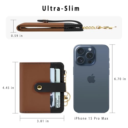 Image of Airkit Small Wallet Women RFID, PU Leather Card Holder with Keychain | Slim Compact Zipper Coin Purse for Ladies, Travel Holiday Gifts for Mom, Cute Mini Bifold Wallets