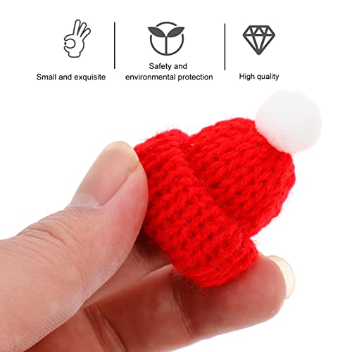COHEALI 10Pcs Knitted Small Christmas Hats Mini Santa Caps Xmas Party Headdress Diy Handmade Accessories for Holiday Decorations and Party Favors - Image 3