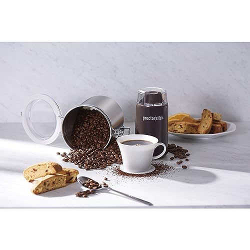 Image of Proctor Silex Electric Coffee Grinder for Beans, Spices and More, Stainless Steel Blades, 12 Cups, Brown
