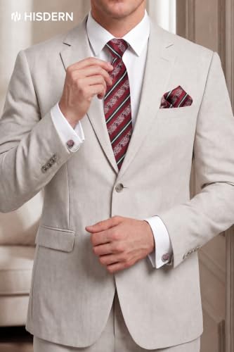 Image of HISDERN Ties for Men Paisley Tie and Pocket Square Cufflinks Set Formal Classic Floral Necktie Handkerchief Wedding Party
