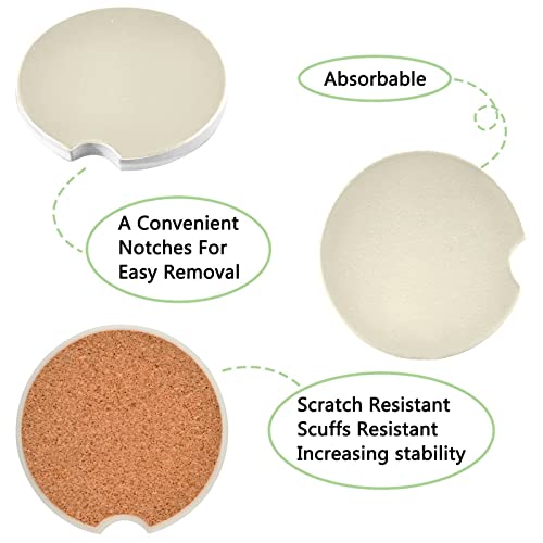 Portavasos para Auto Redondo Cerámica 2 Piezas Crema miniatura 2