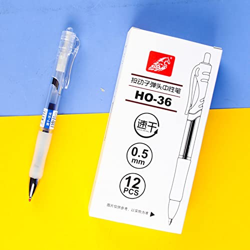 Bolígrafos retráctiles con tinta de gel 0.5mm, pack 12 azul
