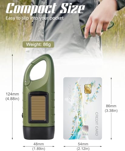 Lampe torche à dynamo rechargeable solaire camping randonnée - 6
