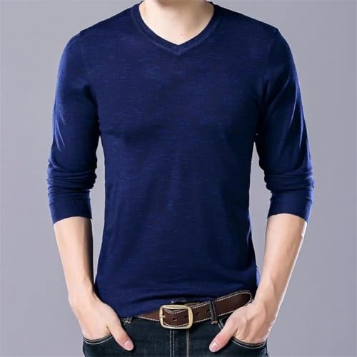 Men Knitted Pullover V Neck Sweater Solid Color Slim Fit Autum Sweater2