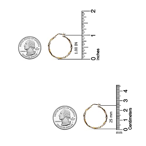 Lecalla 925 Sterling Silver Jewelry 14K Gold-Plated Two-Tone Italian Design Small Hoop Earrings For Women 25Mm #TOP3