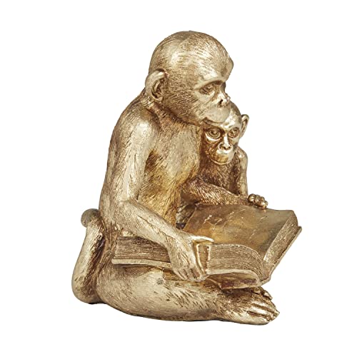 Escultura Decorativa Mono Polystone Dorada 9x6x7 pulgadas miniatura 7