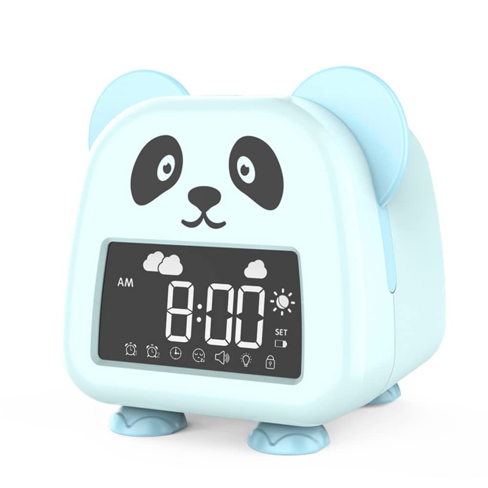 Aolyty Toddler Sleep Trainer Clock, Panda Kids Alarm Clock with Night Light, Sound Machine, Digital Wake Up Clock for Children