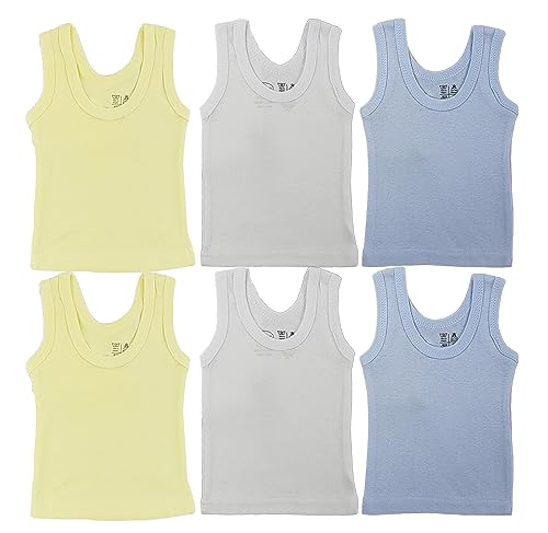 Image of GI District Newborn Baby Sleeveless Pack of 6 Tank Tops 100% Cotton Shirts, Short Sleeve Tees 0-24 Months Boys, Girls, Unisex