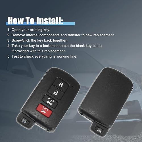 Boîtier clé Toyota usé ? Solution de remplacement 4 boutons HYQ14FBA 89904-0E120 - 6