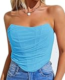 ROYHON Blue Corset Top Womens Bustier Corset Top (Blue, XS)