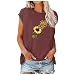 Chemisier Femme Confortable Tee Shirt Bouton Manches Capes Sunflower Haut pour Femme D'été Randonnée Confortable Mode Encolure Dégagée Mince Cropped