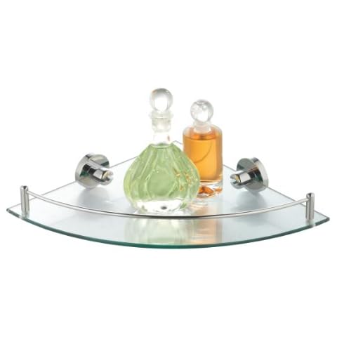 Axentia Napoli corner bath shelf, glass, stainless steel look approx. 25 x 5.7 x 25 cm Cover