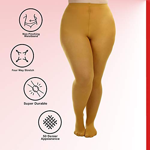 Image of Silky Toes Plus Size Tights for Women | 60D Soft Opaque Comfort Fit Pantyhose | Black or Colored 1-2 pairs | 1X-8X