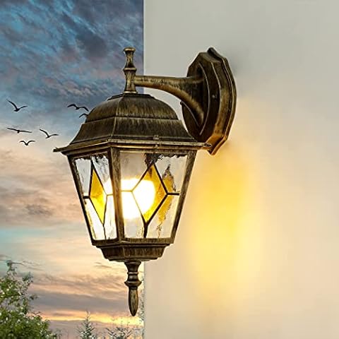 Licht-Erlebnisse Antike Außenleuchte IP43 aus Aluguss Glas Laterne Außenlampe Wandleuchte Haus Hof Cover