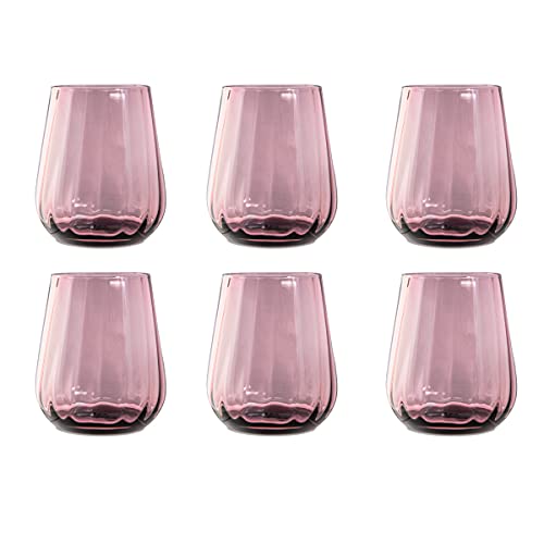 Livellara CALICI DA ACQUA Rinascimento | Set de 6 Bicchieri 400 ml | per Un Tavolo Elegante | Robusto | Ultra Resistente | Lavabile in lavastovigli (Viola)