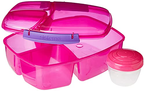 Sistema-40920-Lunch-Triple-Split-Lunch-Box-with-Yoghurt-Pot-2-L-Assorted-colors