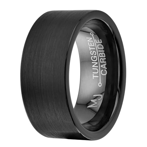 Brushed Black Plated 9mm Tungsten Carbide Pipe Cut COMFORT FIT Wedding Band Ring2