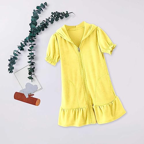Kids ToddlerGirls Hooded Zip Up Terry Coverups Swimsuit Baby Girl Print Short Sleeve Swim Cover-Up Swimwear2