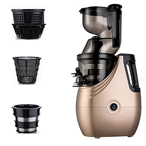 ERoomQ Slow Juicer Masticating Juicer Machine, Slow Chewing Juicer, 3-Inch Wide-Groove Cold-Squeezed Juicer for Fruits and Vegetables, High-Yield Vertical Juicer,Gold,B