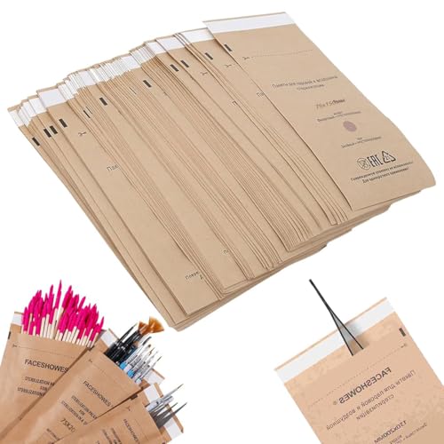 WeddHuis 100 Bolsas de Esterilización Autosellantes para Cosméticos y Herramientas de Manicura (75 x 150 mm)