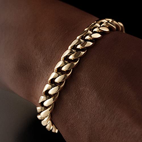 Pulsera cubana con baño en oro 14K para hombre miniatura 4