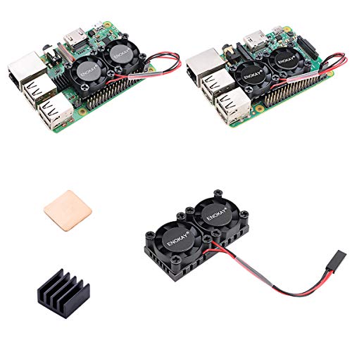 Enokay Raspberry Pi 2 3 Model B B+ Dual Fan with Raspberry Pi Heatsink for Raspberry Pi 2B 3B 3B+ (for Raspberry Pi 2B 3B 3B+)