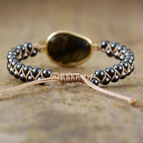 Image of Women Boho Wrap Bracelet,Handmade Natural Stone Crystal Emperor Beads Heart Bracelet, Fashion Bohemian Jewelry Gift for Women