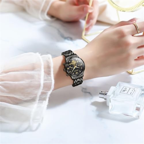 Image of OLEVS Womens Watches Chronograph Luxury Diamond Dress Analog Quartz Wrist Watches Stainless Steel Waterproof Luminous Ladies Watch