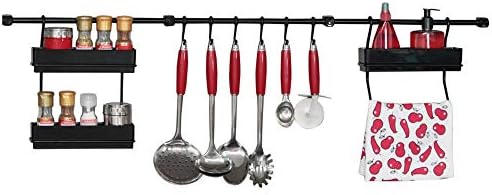 Multipurpose Kitchen Utensil Organizer Holder, Spice Rack, Towel Rack (Black/Black)
