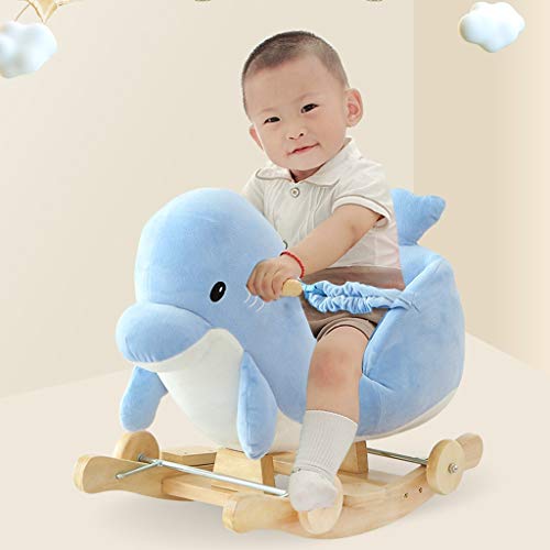 Schaukelpferd QIQIDEDIAN Kinderspielzeug Geschenke Baby Trojaner Delphin Trojaner Musik Geschenk (Color : A) – Bild 3