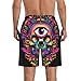 Men & Boys Fit Swim Trunks for Beach Athletic Hiking Quick Dry Drawstring Essentials Half Pants with Pockets Lining, Beachwear Skull Head Lotus Art Fashion Swim Trunks