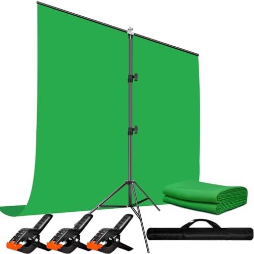 Heysliy Fond Vert avec Support, Support Fond Photo avec Green Screen 1,5 x 2 m pour Studio Photo, Photographie, Streaming, Vidéo